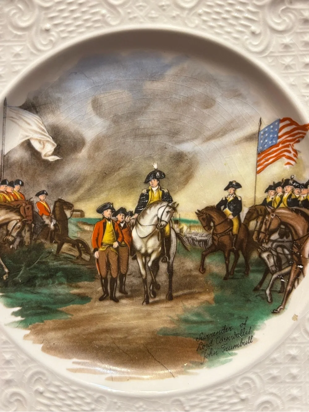 Vintage Sanders Mfg John Trumbull Revolutionary War Plates Set Declaration USA